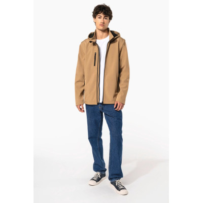 Unisex 3-layer softshell hooded jacket with removable sleeves